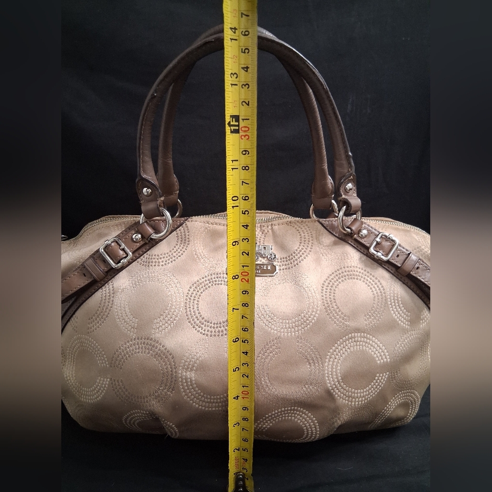 Coach Madison Dotted Op Art Sophia Satchel Fabric & Leather Shoulder Bag 15957 - Picture 11 of 16
